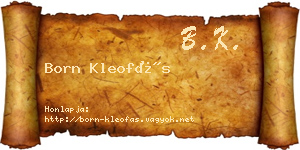 Born Kleofás névjegykártya